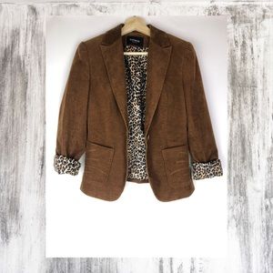 Express Animal Print-Lined Corduroy Blazer